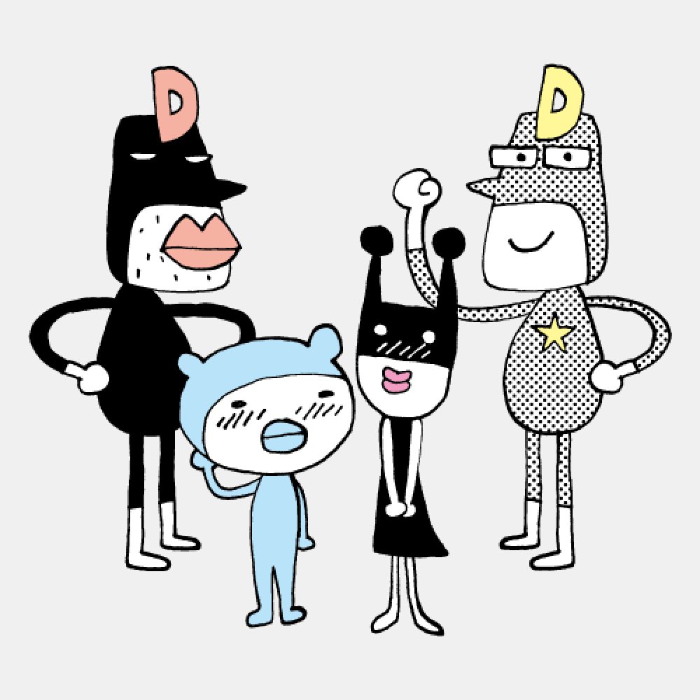 domoのキャラクターマスコット達のイラスト
