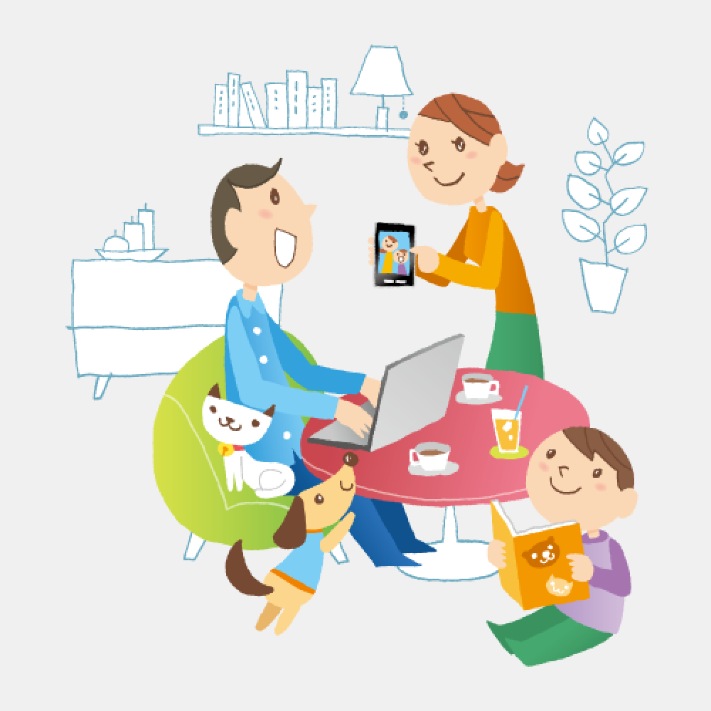 家族団らんのイラスト